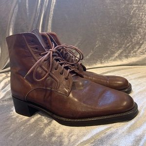 Coach Brown Leather Lace Up Ankle Boots Women’s 9.5 M Vintage Made In Italy